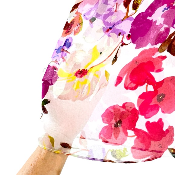 CABI Passion Top Blouse Floral Pinks Sheer EUC #4347 - Picture 5 of 12